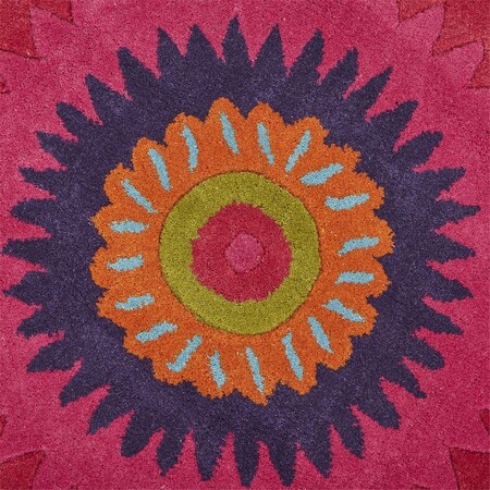 Palacedesigns 3 ft. Round Pink Floral Edged Area Rug - Pink - 3' PA3645181